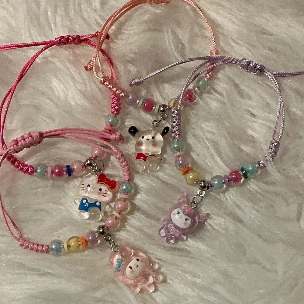 Hello Kitty adjustable children’s bracelets incl Kuromi, Melody, & Pochacco